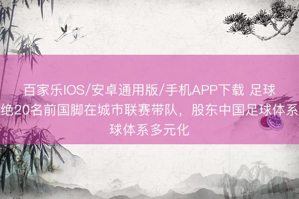 百家乐IOS/安卓通用版/手机APP下载 足球报：卓绝20名前国脚在城市联赛带队，股东中国足球体系多元化