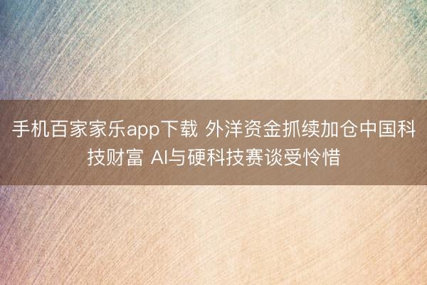 手机百家家乐app下载 外洋资金抓续加仓中国科技财富 AI与