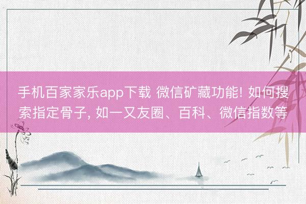 手机百家家乐app下载 微信矿藏功能! 如何搜索指定骨子， 如一又友圈、百科、微信指数等