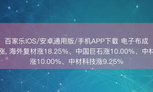 百家乐IOS/安卓通用版/手机APP下载 电子布成见板块集体大涨， 海外复材涨18.25%、中国巨石涨10.00%、中材科技涨9.25%
