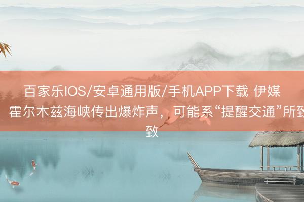 百家乐IOS/安卓通用版/手机APP下载 伊媒：霍尔木兹海峡传出爆炸声，可能系“提醒交通”所致
